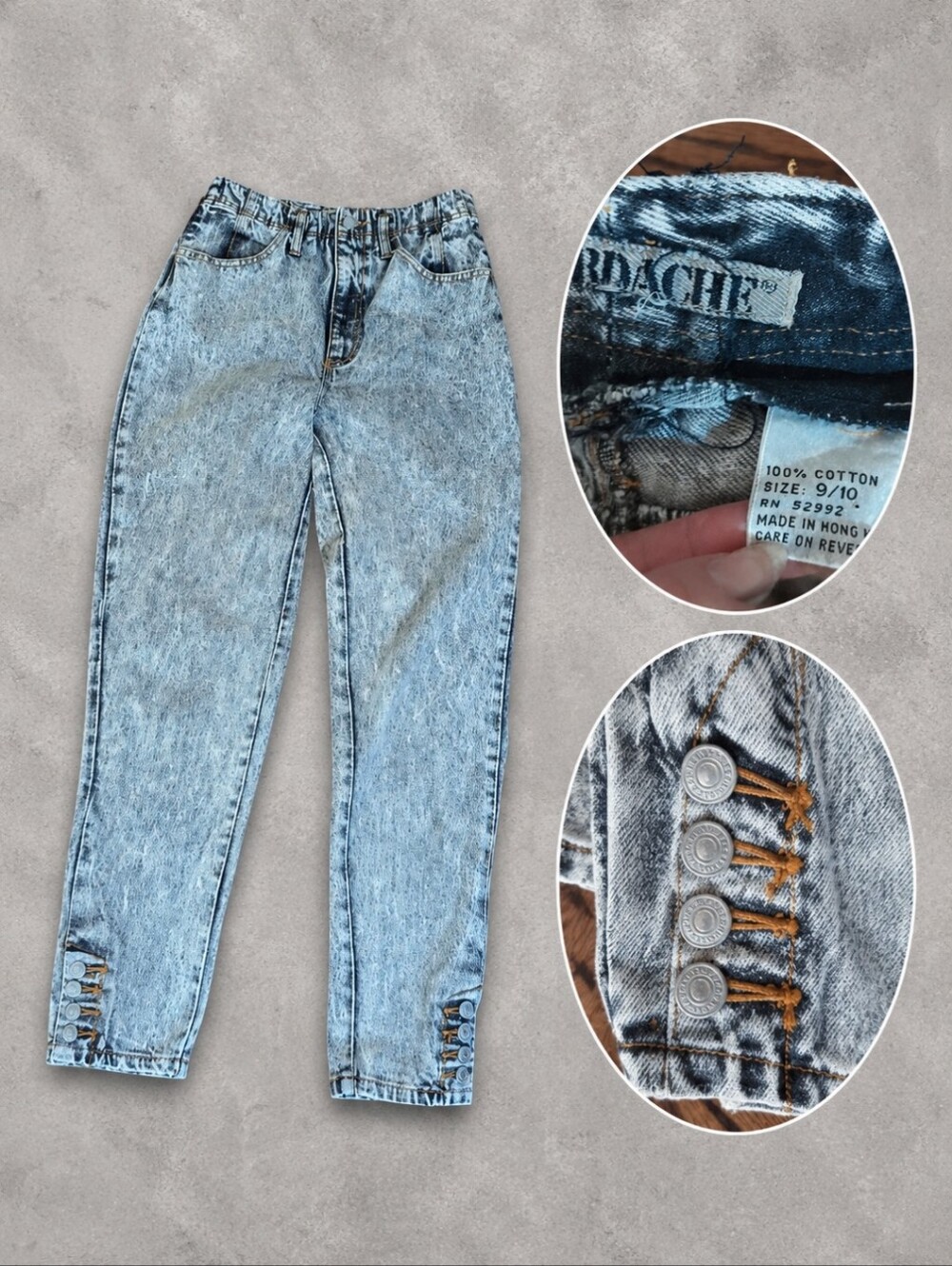Vtg 80s/90s Stonewash Jordache Gray High Rise Ankle Snap Bareback Jeans W28 L30